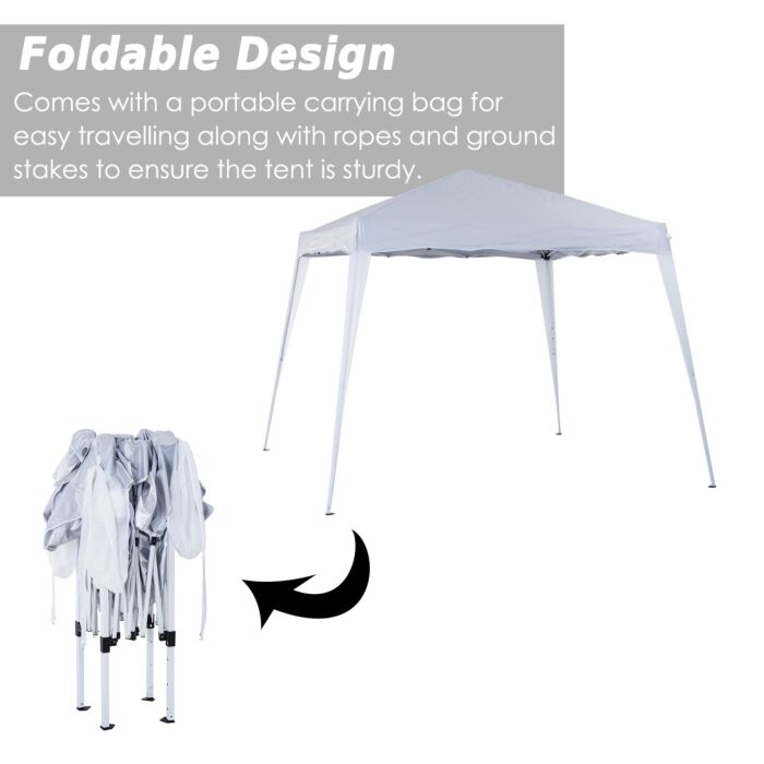 Outsunny 3 X 3 M Canopy Tent Slant Leg Pop Up Gazebo W/ Carry Bag, Height Adjustable Party Tent Instant Event Shelter, White