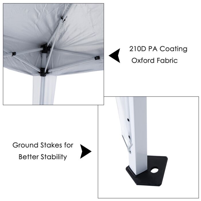 Outsunny 3 X 3 M Canopy Tent Slant Leg Pop Up Gazebo W/ Carry Bag, Height Adjustable Party Tent Instant Event Shelter, White