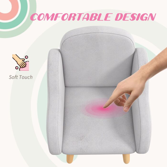 Zonekiz Cloud Shape Toddler Armchair, Ergonomically Designed Kids Chair, Comfy Children Playroom Mini Sofa For Relaxing, For Ages 1.5-5 Years - Grey