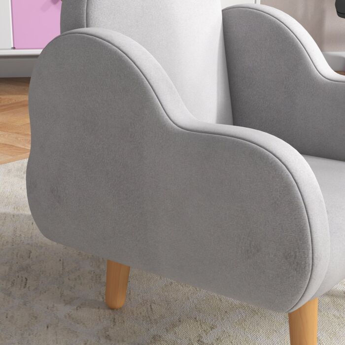 Zonekiz Cloud Shape Toddler Armchair, Ergonomically Designed Kids Chair, Comfy Children Playroom Mini Sofa For Relaxing, For Ages 1.5-5 Years - Grey