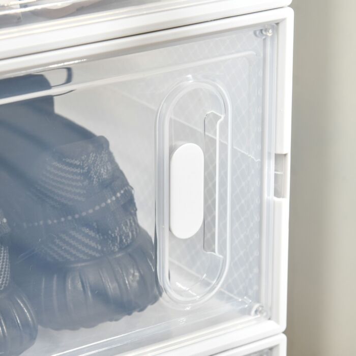 Homcom 8pcs Clear Shoe Box, Plastic Stackable Shoe Storage Box For Uk/eu Size Up To 8.5/43 With Magnetic Door For Women/men, 25 X 35 X 19cm