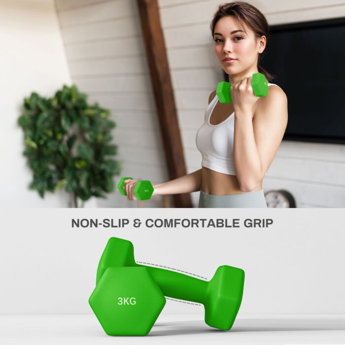 Sportnow 2 X 1kg, 2 X 2kg, 2 X 3kg Dumbbells Set With Dumbbell Rack, Hand Weights For Home Gym Training