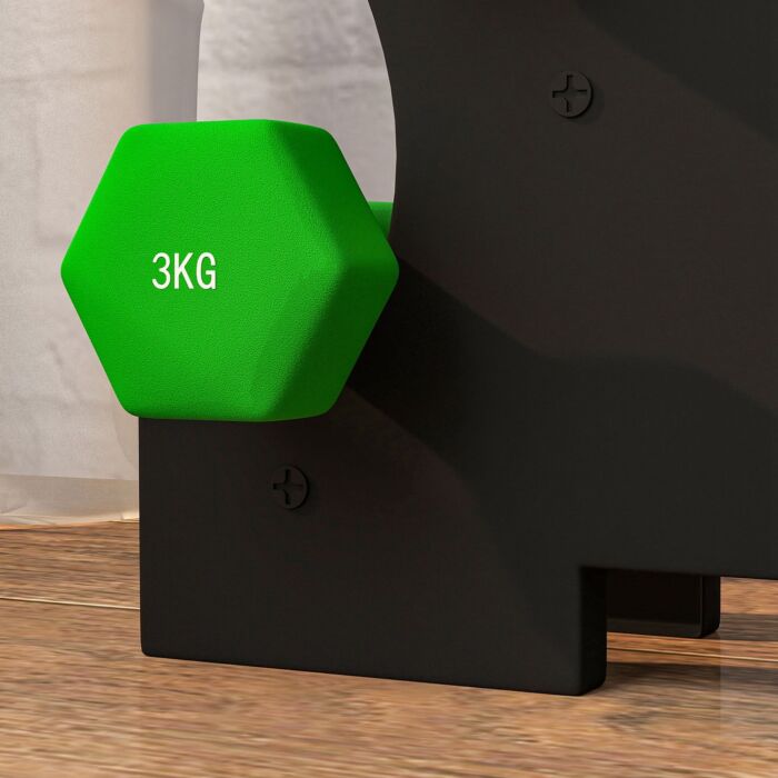 Sportnow 2 X 1kg, 2 X 2kg, 2 X 3kg Dumbbells Set With Dumbbell Rack, Hand Weights For Home Gym Training