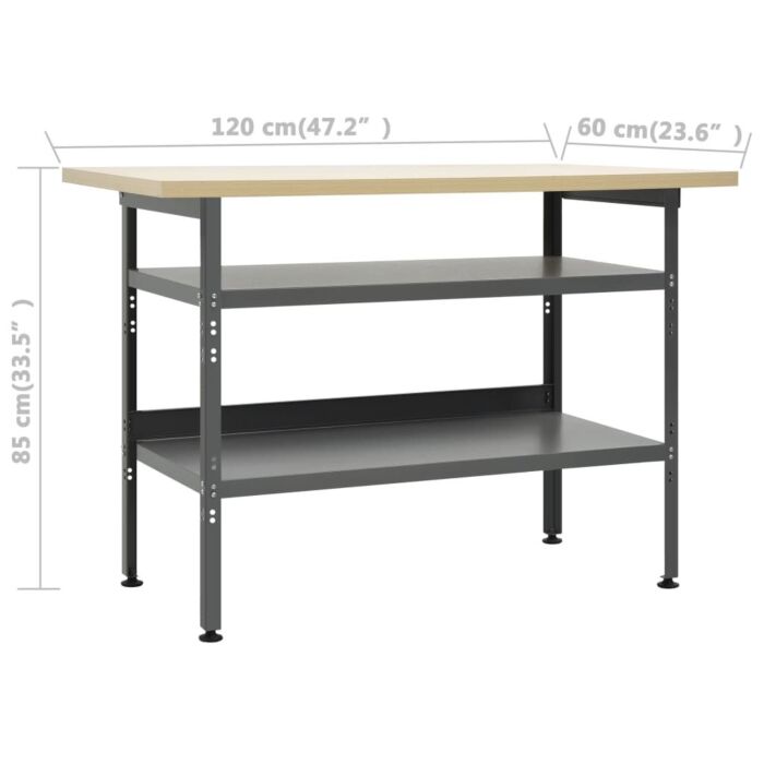 Vidaxl Workbench With Three Wall Panels And One Cabinet