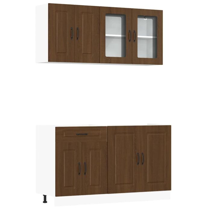 Vidaxl 4 Piece Kitchen Cabinet Set Kalmar Brown Oak Engineered Wood