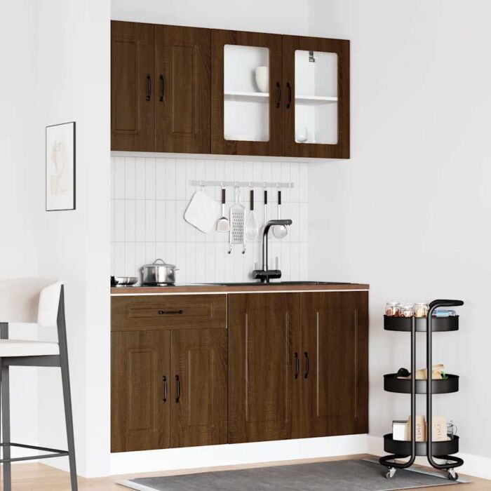 Vidaxl 4 Piece Kitchen Cabinet Set Kalmar Brown Oak Engineered Wood