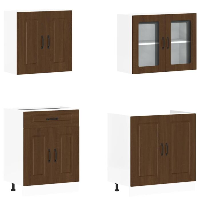 Vidaxl 4 Piece Kitchen Cabinet Set Kalmar Brown Oak Engineered Wood