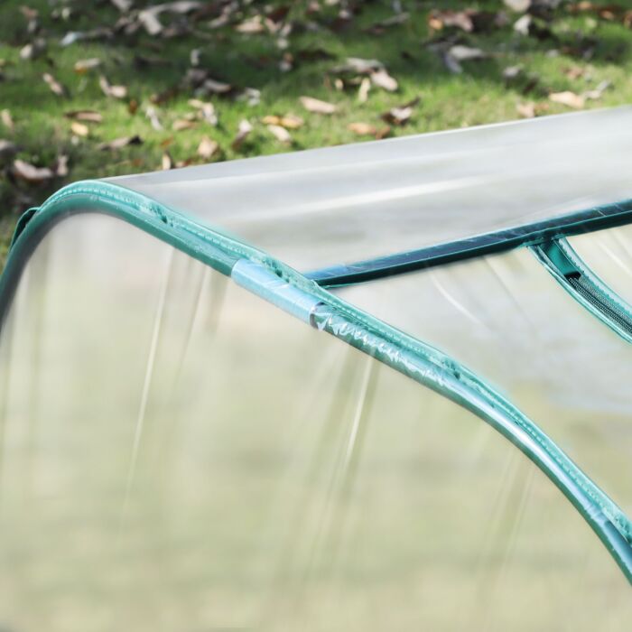 Outsunny Pvc Tunnel Greenhouse Green Grow House Steel Frame For Garden Backyard With Zipper Doors 395x100x80 Cm Clear