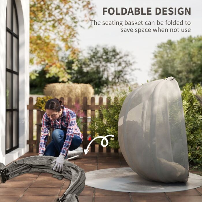 Outsunny Hanging Egg Chair, Folding Swing Hammock With Cushion And Stand For, Patio Garden Furniture, Khaki