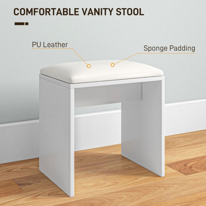 Homcom Dressing Table With Mirror And Stool, Vanity Table, Modern Makeup Desk With Drawer, Storage Cabinet And Adjustable Shelf, White
