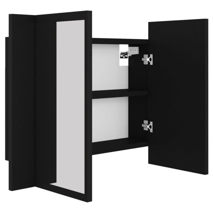 Vidaxl Led Bathroom Mirror Cabinet Black 60x12x45 Cm Acrylic