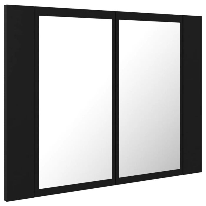 Vidaxl Led Bathroom Mirror Cabinet Black 60x12x45 Cm Acrylic