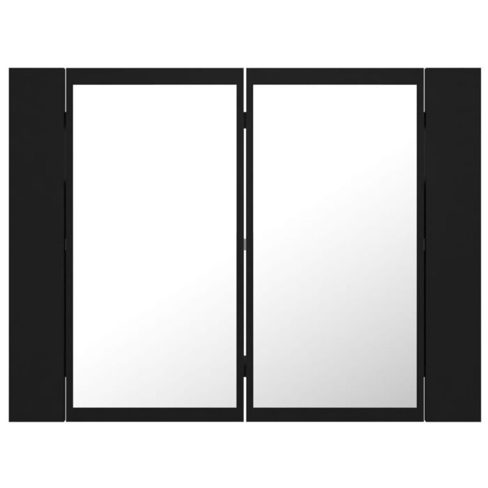 Vidaxl Led Bathroom Mirror Cabinet Black 60x12x45 Cm Acrylic