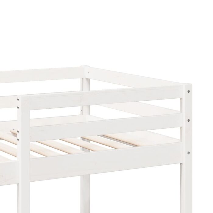Vidaxl Loft Bed Frame With Desk And Shelves White 90x200cm Solid Wood Pine