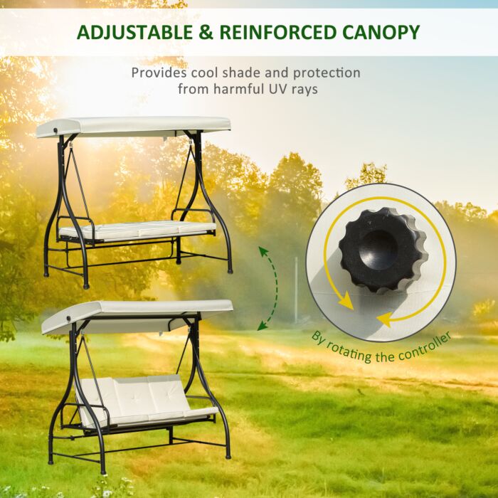 Outsunny 3 Seater Swing Chair-beige/black