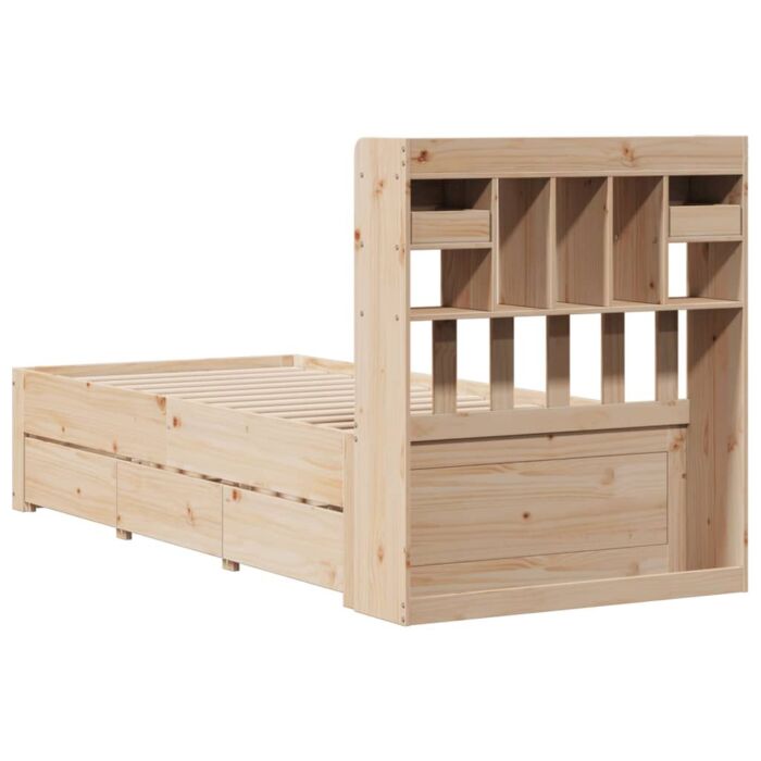 Vidaxl Bookcase Bed Without Mattress 90x190 Cm Single Solid Wood Pine
