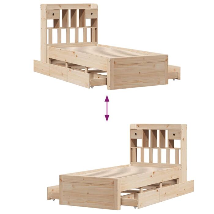 Vidaxl Bookcase Bed Without Mattress 90x190 Cm Single Solid Wood Pine
