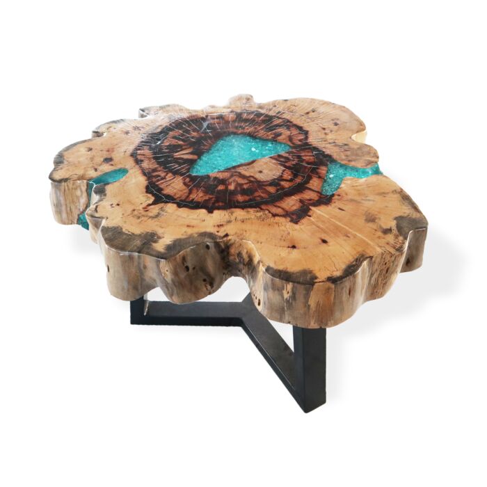Tamarind And Resin Coffee Table - Aqua