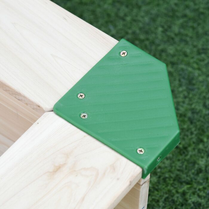 Outsunny Kids Wooden Sandpit Children Cabana Square Sandbox Outdoor Backyard Playset Play Station Adjustable Canopy Bench Seat 120x120x120cm