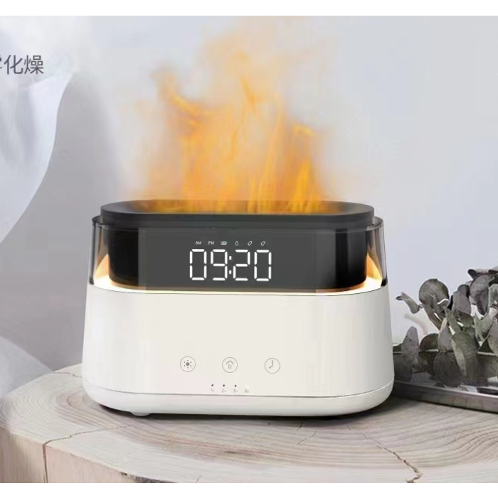 Modern Aroma Diffuser - Led Clock - Usb-c - Flame Effect