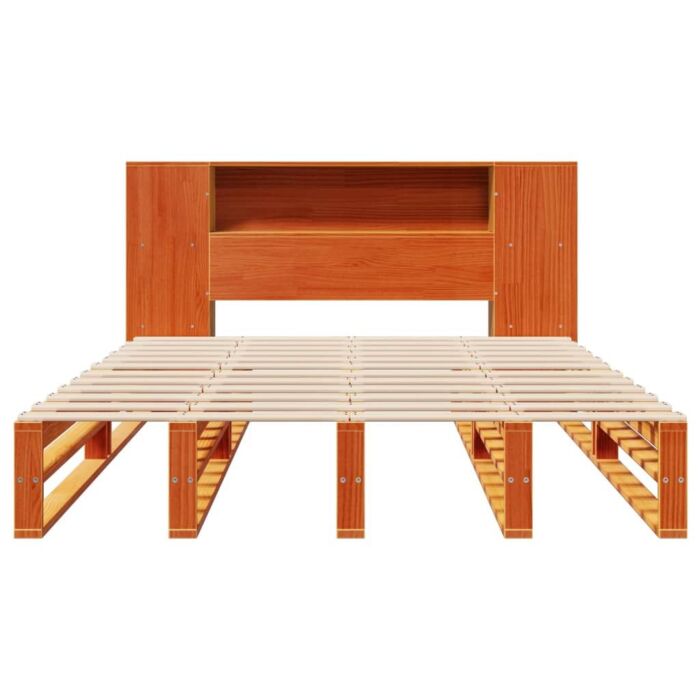Vidaxl Bookcase Bed Without Mattress Wax Brown 135x190 Cm Double Solid Wood