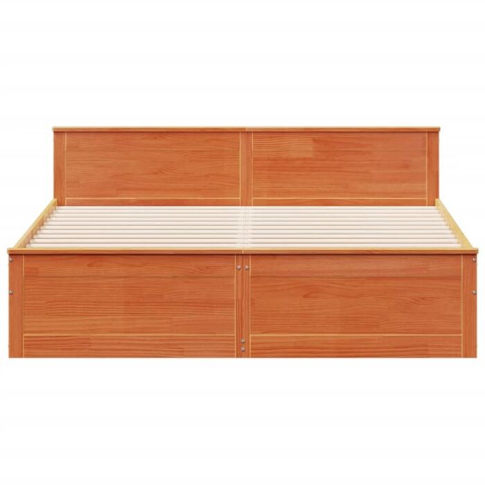 Vidaxl Bed Frame Without Mattress With Headboard Wax Brown 200x200 Cm Solid Wood Pine