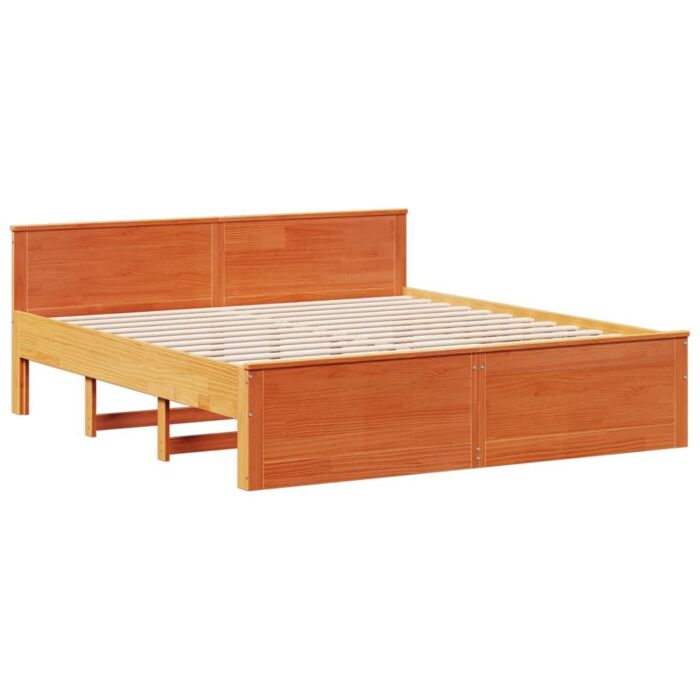 Vidaxl Bed Frame Without Mattress With Headboard Wax Brown 200x200 Cm Solid Wood Pine