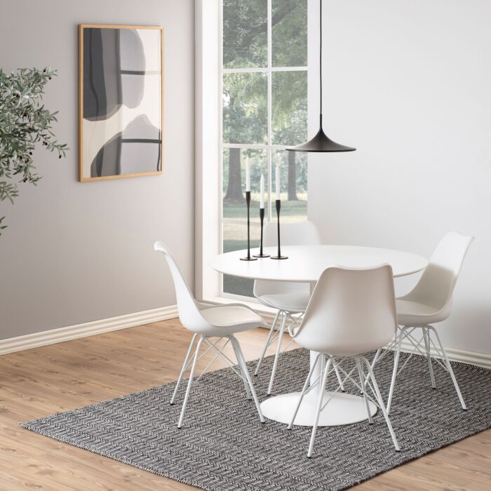 Ibiza Round Dining Table With White Top And White Base