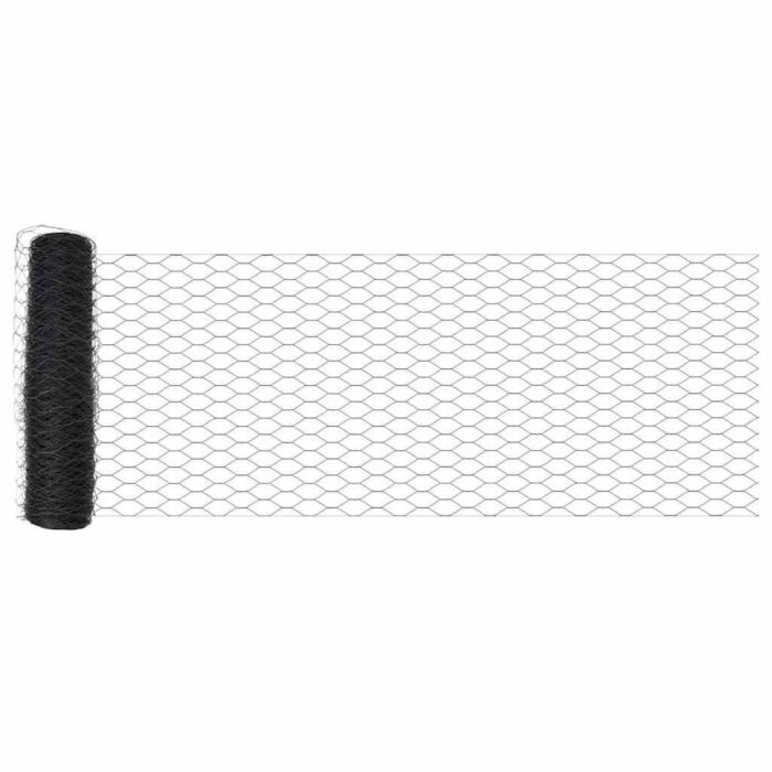Vidaxl Hexagon Fence Grey 0.6x100 M Steel, Vidaxl Fence Posts With Base Plates 13 Pcs Ø32mm 70cm Galvanised Steel