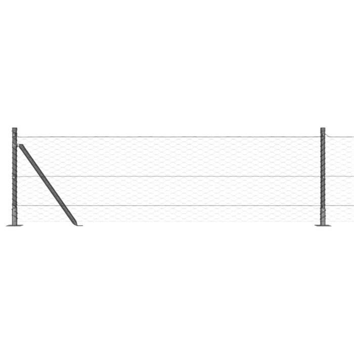 Vidaxl Hexagon Fence Grey 0.6x100 M Steel, Vidaxl Fence Posts With Base Plates 13 Pcs Ø32mm 70cm Galvanised Steel
