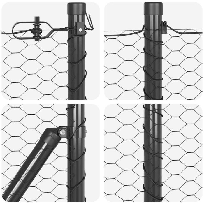 Vidaxl Hexagon Fence Grey 0.6x100 M Steel, Vidaxl Fence Posts With Base Plates 13 Pcs Ø32mm 70cm Galvanised Steel