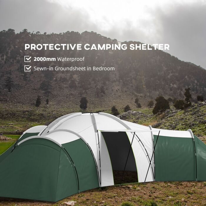 Outsunny 6-9 Man Tent With Bedrooms And Living Room, Accessories Included