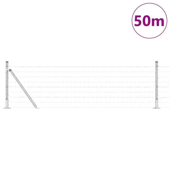 Vidaxl Euro Fence With 13 Flanged Posts 0.6x50 M Galvanised Steel