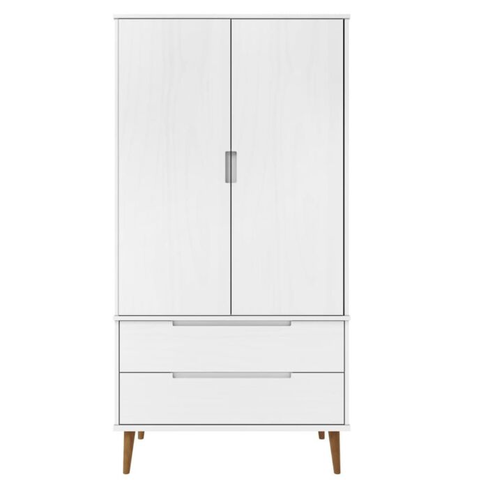 Vidaxl Wardrobe Molde White 90x55x175 Cm Solid Wood Pine