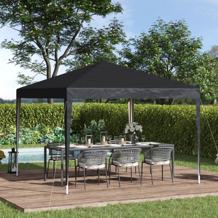 Outsunny 3 X 3 Meter Garden Heavy Duty Pop Up Gazebo Marquee Party Tent Folding Wedding Canopy Black Uv Protection