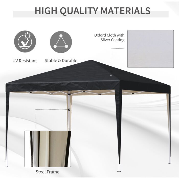 Outsunny 3 X 3 Meter Garden Heavy Duty Pop Up Gazebo Marquee Party Tent Folding Wedding Canopy Black Uv Protection