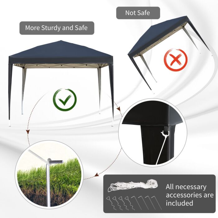 Outsunny 3 X 3 Meter Garden Heavy Duty Pop Up Gazebo Marquee Party Tent Folding Wedding Canopy Black Uv Protection