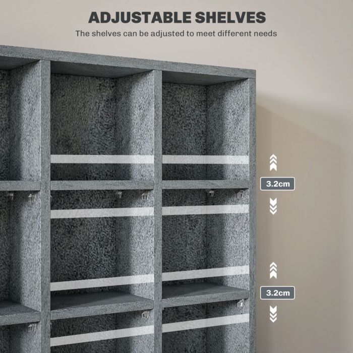 Homcom Cd Storage Unit With Adjustable Shelves, 89 X 130.5 Cm, Cement Grey
