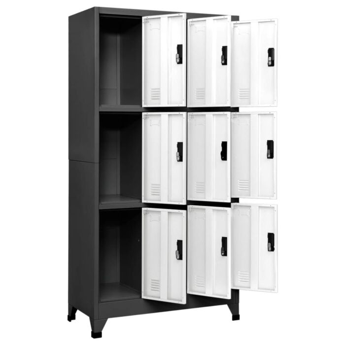 Vidaxl Locker Cabinet Anthracite And White 90x45x180 Cm Steel