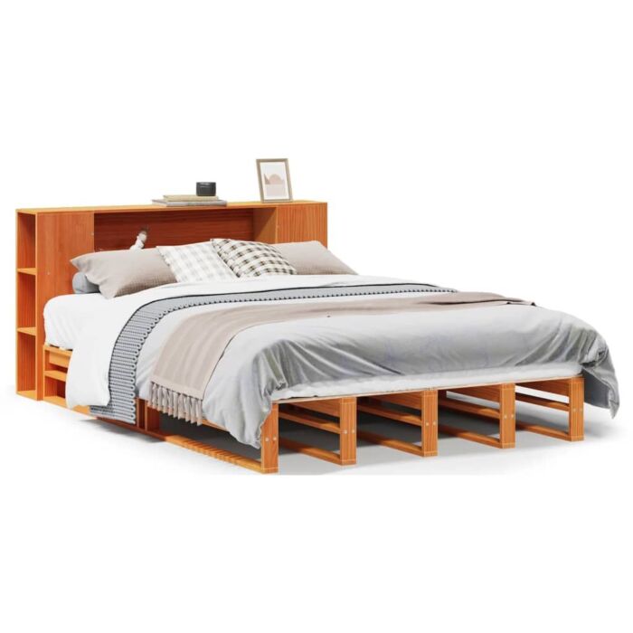 Vidaxl Bookcase Bed Without Mattress Wax Brown 140x200 Cm Solid Wood