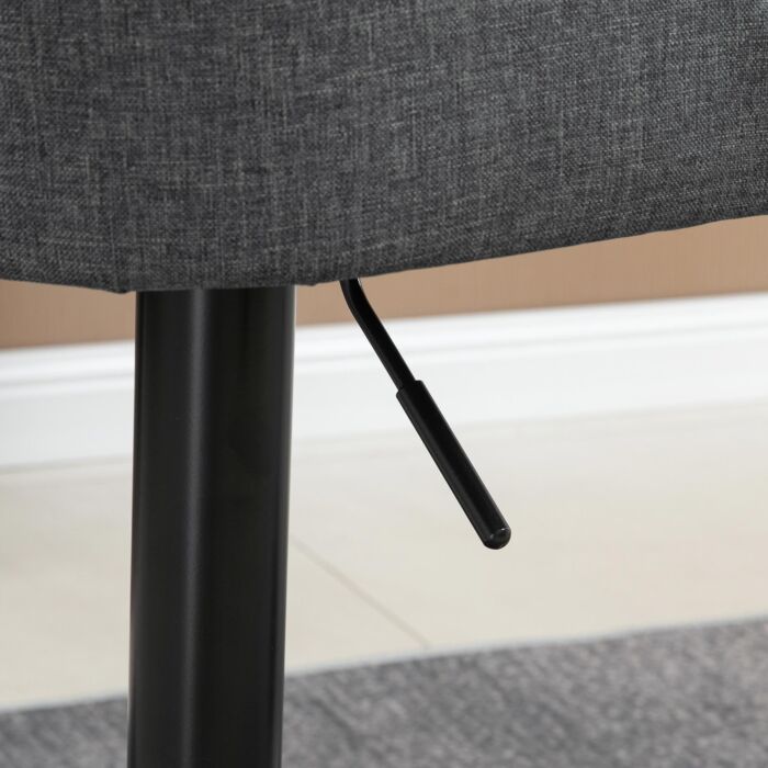 Homcom Modern Adjustable Bar Stools Set Of 2, Swivel Fabric Barstools With Footrest, Armrests And Back, For Kitchen Counter And Dining Room, Dark Grey