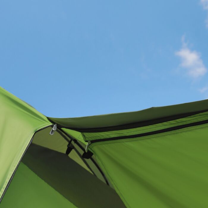 Outsunny Two Room Dome Tent W/ Porch For 4-8 Man, Camping Backpacking Shelter W/ Mesh Windows, Zipped Doors, Lamp Hook & Portable Carry Bag