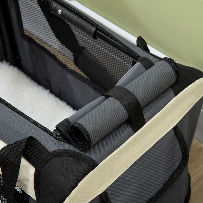 Pawhut 51cm Foldable Pet Carrier, Dog Cage, Portable Cat Carrier, Cat Bag, Pet Travel Bag With Cushion For Miniature Dogs, Grey