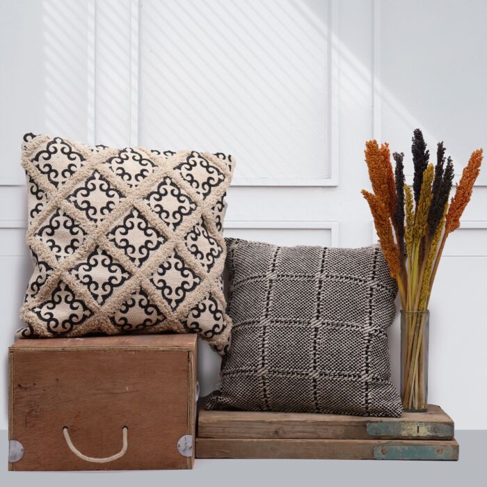 Classic Cushion Cover - Lux Criss-cross & Print - 45x45cm