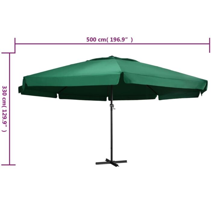 Vidaxl Outdoor Parasol With Aluminium Pole 600 Cm Green