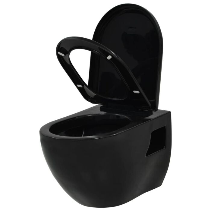 Vidaxl Wall-hung Toilet With Concealed Cistern Ceramic Black