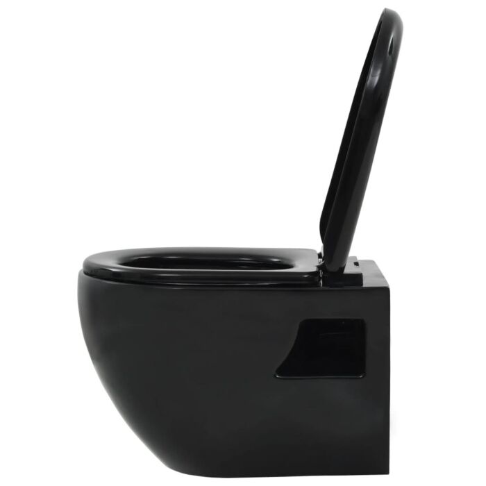 Vidaxl Wall-hung Toilet With Concealed Cistern Ceramic Black