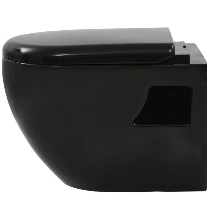 Vidaxl Wall-hung Toilet With Concealed Cistern Ceramic Black