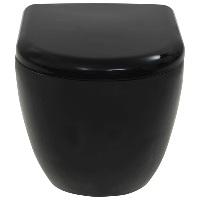 Vidaxl Wall-hung Toilet With Concealed Cistern Ceramic Black