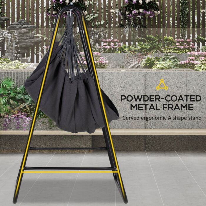 Outsunny Hammock Chair With Stand, Hammock Swing Chair With Cushion, Dark Grey